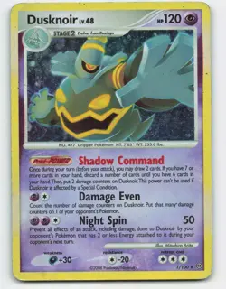 2008 Pokemon, Stormfront, #1/100 Dusknoir, Holo Rare - Image 1