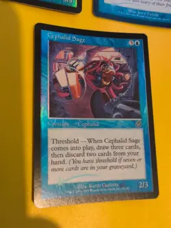 MTG 3 Card. Cephalid Aristocrat,Snitch, Sage Old Vintage Foil. Torment. - Image 2