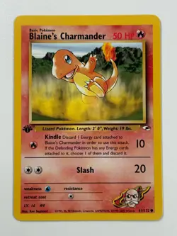 Pokemon Cards Blaine's Charmander 61/132 1ST EDITION Gym Heroes WOTC Common - Image 1