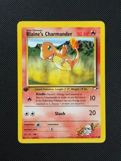 Pokemon Cards Blaine's Charmander 61/132 1ST EDITION Gym Heroes WOTC Common - Image 2