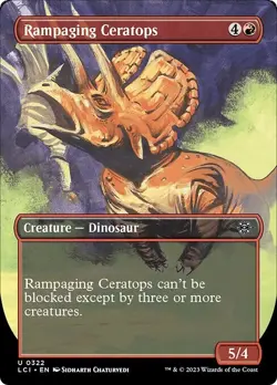 Borderless RAMPAGING CERATOPS x4 mtg NM Lost Caverns of Ixalan 4 Unc - Image 1