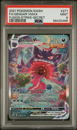 2021 POKEMON SWORD & SHIELD FUSION STRIKE SECRET #271 FULL ART/GENGAR VMAX PSA 9 - Image 1