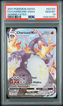 2021 POKEMON SWORD & SHIELD SHINING FATES #SV107 FULL ART/CHARIZARD VMAX PSA 10 - Image 1