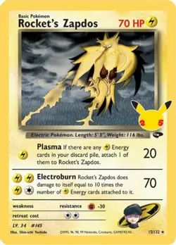 1x Rocket's Zapdos - 15/132 - Holo Rare NM-Mint Pokemon SWSH07.5 - Celebrations - Image 1