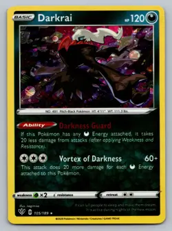 Darkrai Pokemon Darkness Ablaze 105/189 Cosmos Holo Promo NM - Image 1