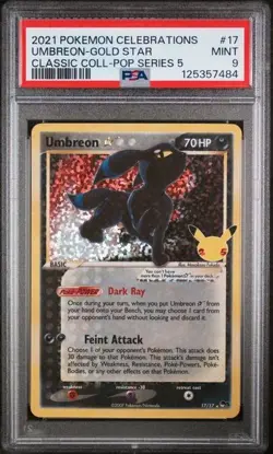 Pokemon Umbreon Gold Star 17/17 CELEBRATIONS Classic Collection Holo Rare PSA 9 - Image 1