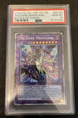 Yu-Gi-Oh! PSA 10 GEM MINT The Dark Magicians Starlight Rare BACH-EN100 1st Ed - Image 1