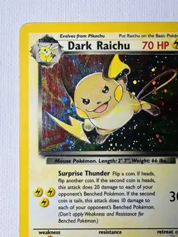 Vintage Pokemon Card Rare Holo DARK RAICHU Team Rocket Set Secret Rare 83/82 - Image 2