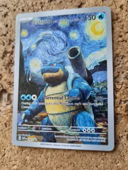 Blastoise Tortank Pokemon Van Gogh Pikachu Carte Card Fait Main Artisanale Art - Image 1
