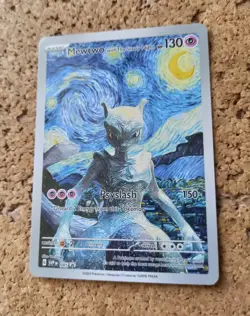 Mewtwo Pokemon Van Gogh Pikachu Carte Card Fait Main Artisanale Art No Holo Mint - Image 1