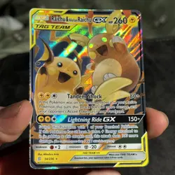 Pokemon TCG Raichu & Alolan Raichu GX Unified Minds Ultra Rare Card 54/236 - Image 2
