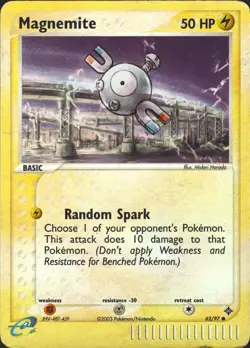 Magnemite 62/97 Reverse Holo Common Dragon Pokemon Card LP - Image 1