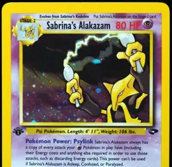 1st Edition Sabrina's Alakazam 16/132 NM Gym Pokemon Card, Swirl! - Image 3