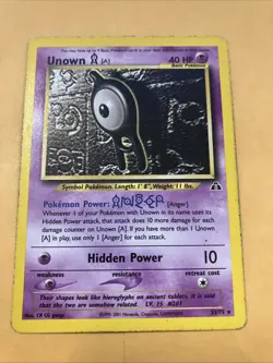 Unown A 33/75 Neo Discovery Rare Pokemon Card TCG WOTC Non Holo Vintage 2001 Mp - Image 1