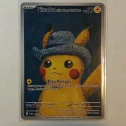 Pikachu with Grey Felt Hat - NON TCG CUSTOM CARD DISPLAY ONLY NOT A POKEMON CARD - Image 1