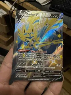 Zacian V SWSH292 Full Art Black Star Promo Pokemon Card NM miscut error - Image 1