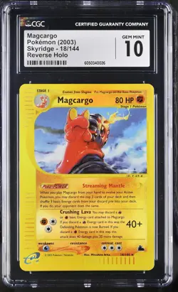 CGC 10 GEM MINT Magcargo 2003 Skyridge 18/144 Reverse Holo Pokemon Card - Image 1