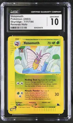 CGC 10 GEM MINT Venomoth 2003 Skyridge 111/144 Reverse Holo Pokemon Card - Image 1