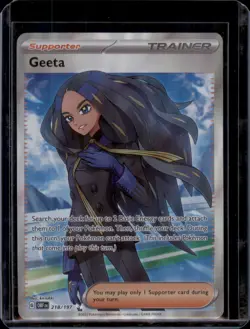 Geeta Full Art Trainer 218/197 Pokemon Card Obsidian Flames Holo Supporter - Image 1