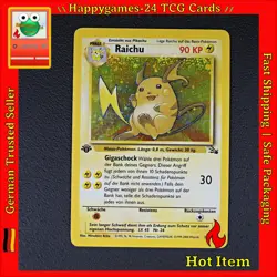 Raichu - 1. Edition - Pokemon Karte TCG WOTC 14/62 Rare Holo Fossil /U24 - Image 1