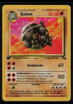 Golem 36/62 1st Edition Fossil Pokemon TCG MP - Image 1