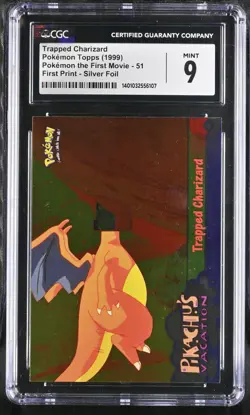 CGC 9 Mint | Pokemon Topps the First Movie Trapped Charizard Silver Foil 51 Card - Image 3