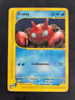 1x Krabby 115/165 Expedition - Common Pokemon Card - Heavily Played Non-Holo - Image 1