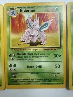 Pokemon Nidoking Base Set Holo Rare Card 11/102 MP + Nidorino & Nidoran - Image 4