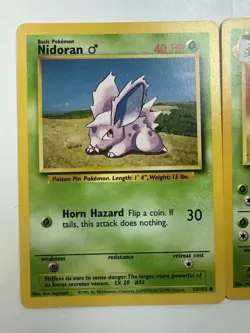 Pokemon Nidoking Base Set Holo Rare Card 11/102 MP + Nidorino & Nidoran - Image 5