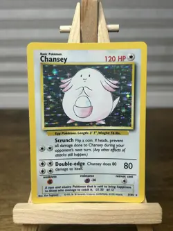 Pokemon TCG Chansey Base Set Holo Unlimited Rare Card 3/102 WOTC NM - Image 1