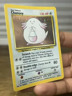 Pokemon TCG Chansey Base Set Holo Unlimited Rare Card 3/102 WOTC NM - Image 2