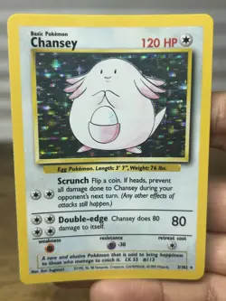 Pokemon TCG Chansey Base Set Holo Unlimited Rare Card 3/102 WOTC NM - Image 3