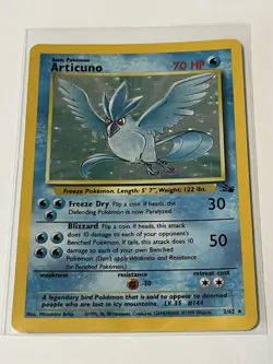 Pokemon TCG Articuno Fossil Holo Unlimited Rare Vintage Card 2/62 Near Mint - Image 3
