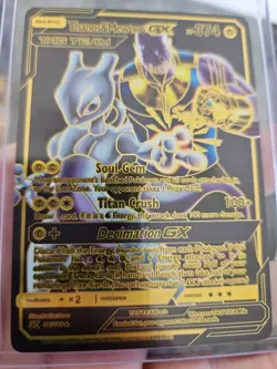 Thanos & Mewtwo GX Black Foil Fan Art Vinyl Collector Pokemon Card Tag Team - Image 4