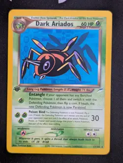 Dark Ariados 17/105 Neo Destiny 1st Edition 2002 Pokemon Card Rare NM - Image 1