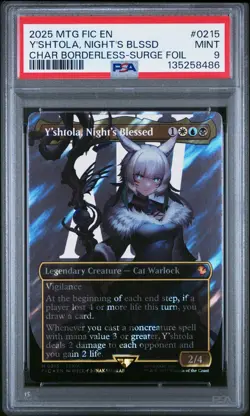 MTG Final Fantasy Y'shtola, Night's Blessed Borderless 0215 Surge Foil PSA 9 - Image 1