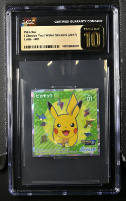 CGC 10 Pristine | Pokemon Japanese I Choose You! Pikachu Wafer Sticker #01 Lotte - Image 1