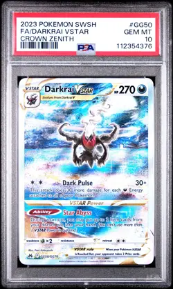 2023 POKEMON SWORD & SHIELD CROWN ZENITH #GG50 FULL ART/DARKRAI VSTAR PSA 10 - Image 1