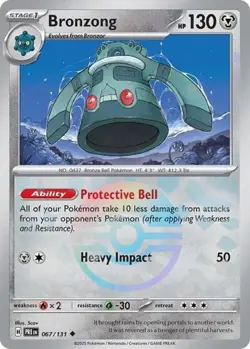 2x Bronzong (Poke Ball Pattern, #067/131) - SV - Prismatic Evolutions LP Pokemon - Image 1