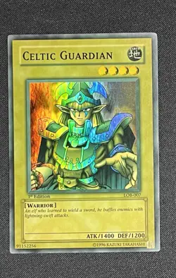 Yu-Gi-Oh! Celtic Guardian LOB-007 1st Edition NA Wavy Print Faded See Pics - Image 1