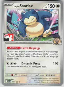 Pokemon TCG Hop's Snorlax Rare Prize Pack Series Cards 117/159 - Image 1