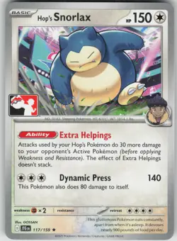 Pokemon TCG Hop's Snorlax Rare Prize Pack Series Cards 117/159 - Image 1