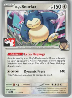 Pokemon TCG Hop's Snorlax Rare Prize Pack Series Cards 117/159 - Image 1