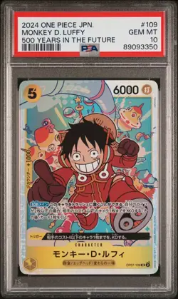 PSA 10 Bandai One Piece Card Monkey D. Luffy 500 Years in the Future OP07-109 SR - Image 1