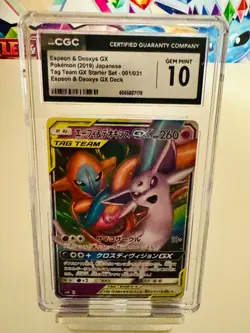 CGC 10 Espeon & Deoxys GX 001/031 Pokemon Tag Team Starter Set 2019 Japanese - Image 1