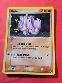 2004 Pokemon EX Hidden Legends Holo #70 Rhyhorn, C, cd1 - Image 1