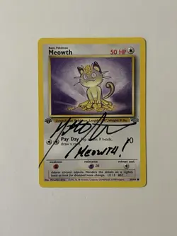 Pokemon TCG Meowth Jungle First Edition #56/64 Signed By Matthew Sussman 1st Ed - Image 1