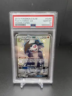 Pokemon TCG Lycanroc GX Hidden Fates SV66/SV94 Holo Full Art. PSA 10 - Image 1