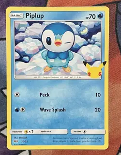 Pokemon 2021 McDonalds Piplup Non Holo Card Happy Meal 25th Anniversary - Image 1
