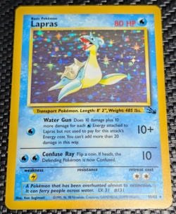 Lapras Fossil 10/62 Holo Rare 1999 Vintage WotC NM Pokemon Card TCG - Image 1
